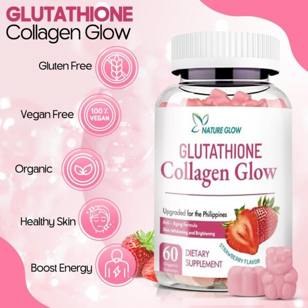 Nature Glow Glutathione Collagen - Strawberry Flavor, 60 Chewable Gummies