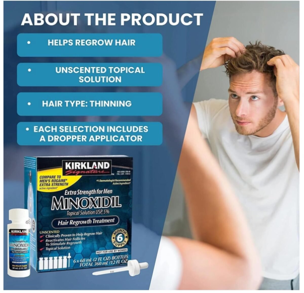 Kirkland Signature 5% Minoxidil Liquid – Hair Regrowth Treatment (Single Pack) - Image 4